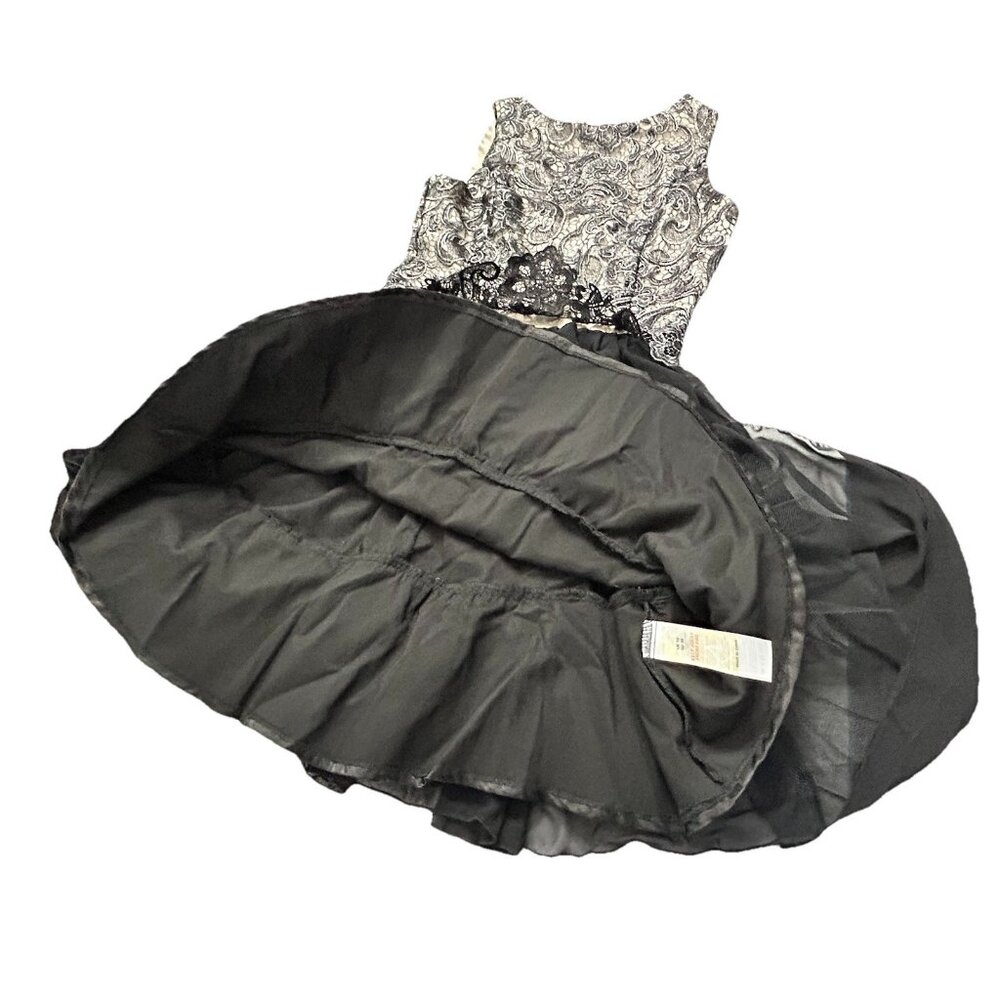 Lace Black Tulle Chiffon Layered Cocktail Mini DRESS Fairy Gold Triple Lined y2k